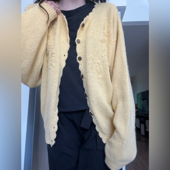 Yellow Knit Cardigan - Picture 2 of 7